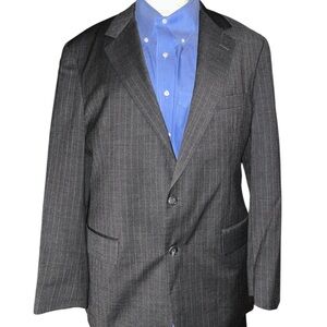 Vintage Brooks Brothers Men's Blazer/Suit Jacket Gray Pinstripe 100% Wool 44R